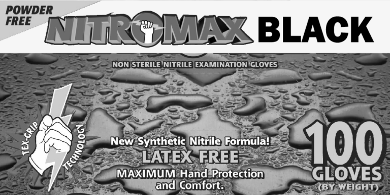 Emerald 5-mil NitroMax Powder-Free Black Nitrile Exam Gloves